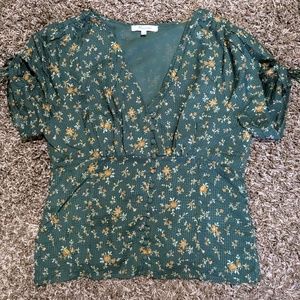 Madewell Green Floral Silk Top Sz 2